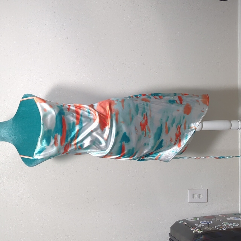 Tie dye cowl neck slip dress